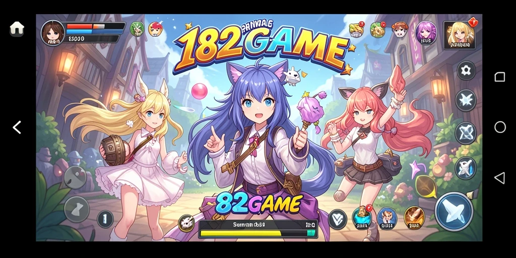 Tampilan gameplay 182GAME dengan karakter anime beraksi.
