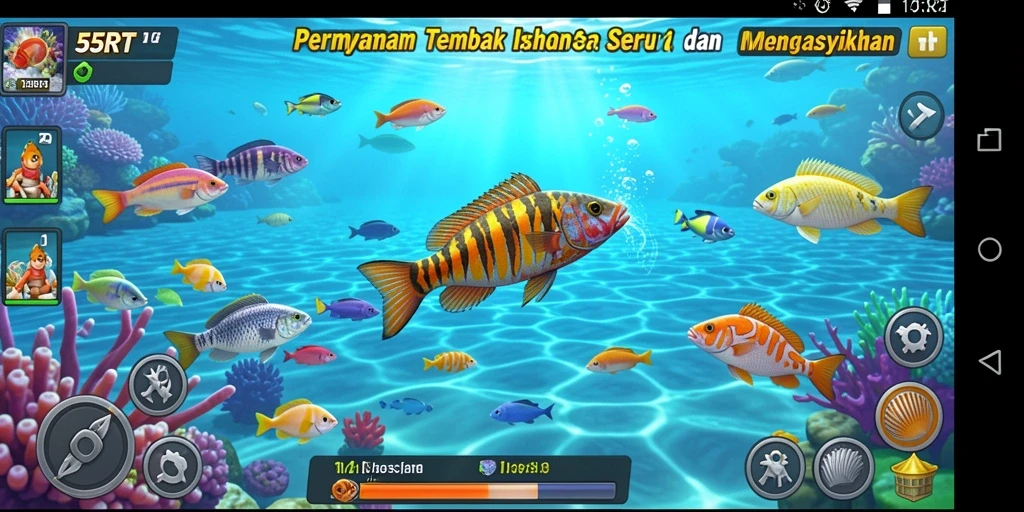 Tampilan gameplay seru dalam permainan Tembak Ikan 55RT.
