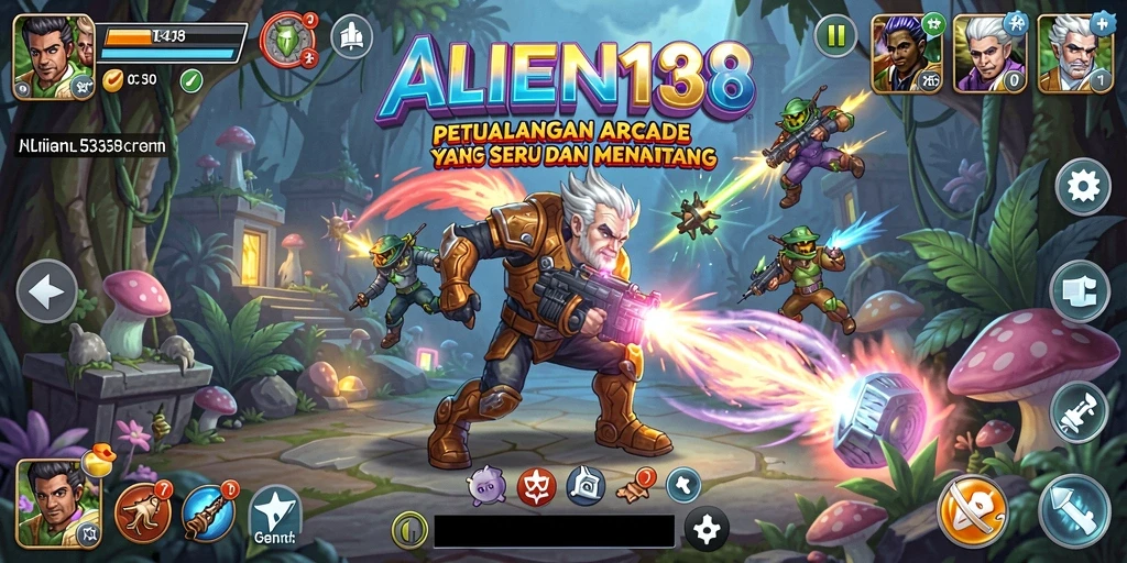 Screenshot ALIEN138 menampilkan aksi seru dalam permainan Arcade.