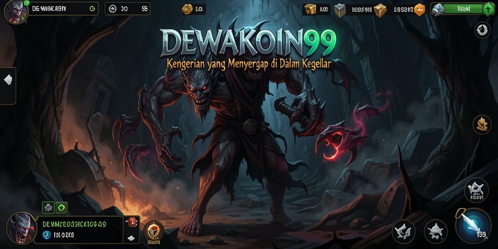 Tampilan menakutkan gameplay DEWAKOIN99 dengan makhluk menyeramkan.