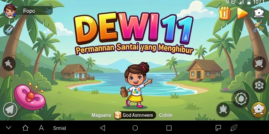 Screenshot DEWI11 menampilkan gameplay yang santai dan penuh warna.