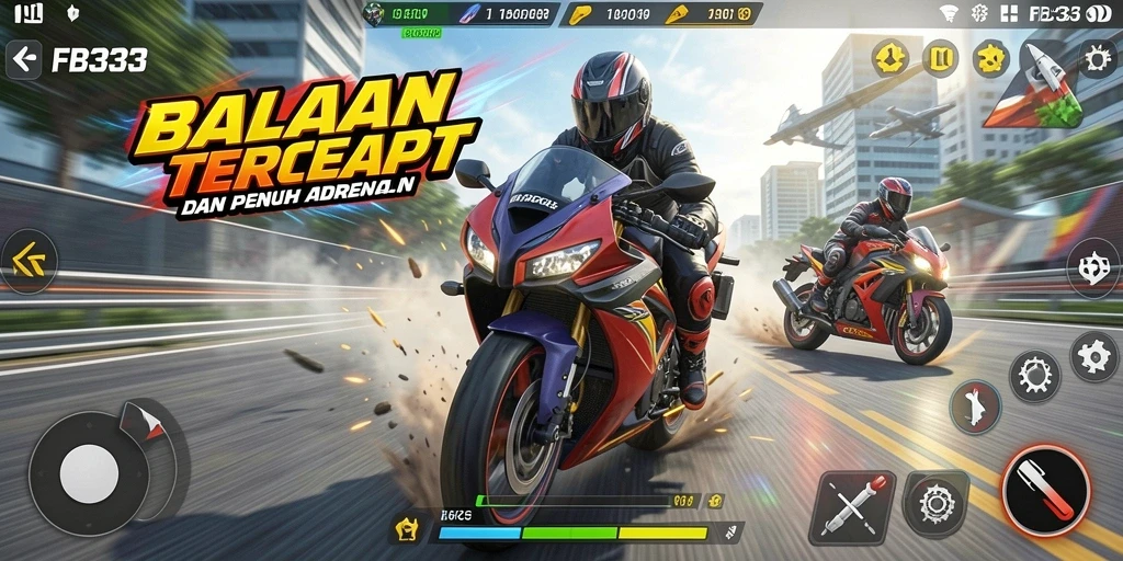Tampilan gameplay balapan motor yang seru dan penuh aksi.