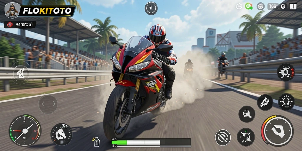 Tampilan aksi balap motor yang mendebarkan di FLOKITOTO.