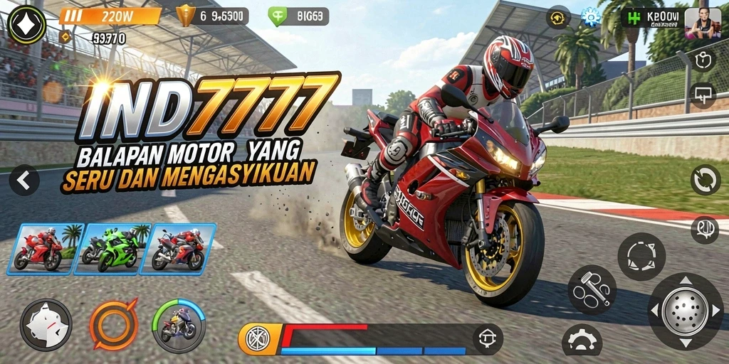 Tangkapan layar <strong>IND777</strong> menunjukkan aksi balapan motor yang mendebarkan dan grafis yang menawan.