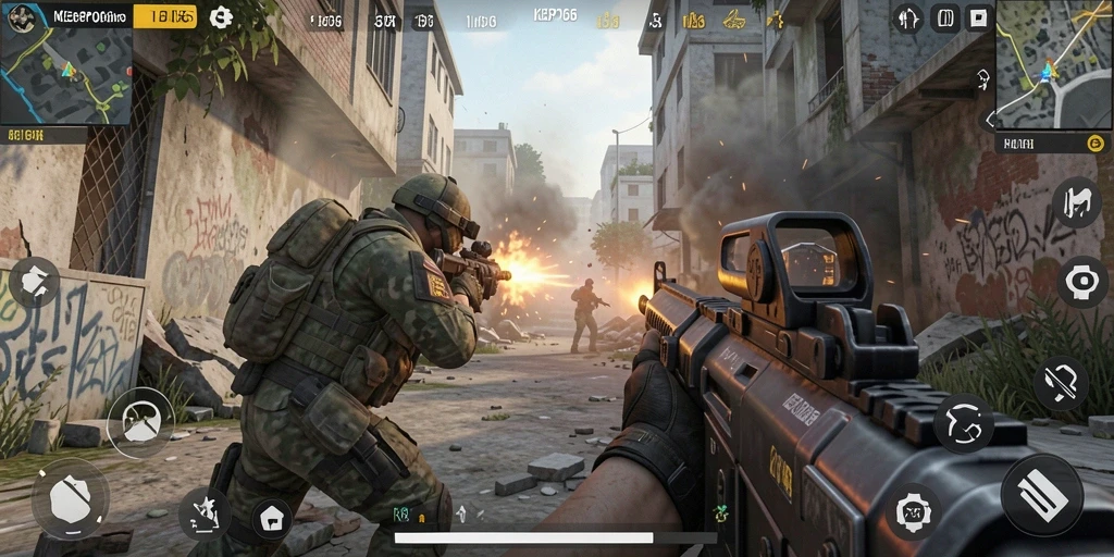 Screenshot gameplay KEPO66 menampilkan aksi tembak-menembak yang mendebarkan.