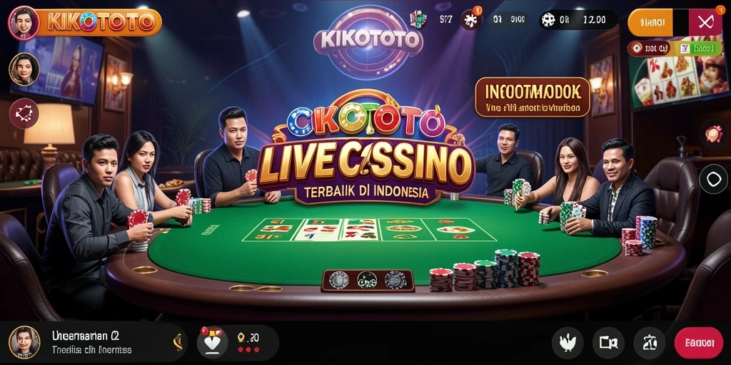 Tampilan gameplay KIKOTOTO dengan dealer langsung di meja kasino.