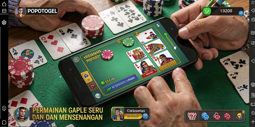 Screenshot menampilkan gameplay Gaple yang mengasyikkan di POPOTOGEL.