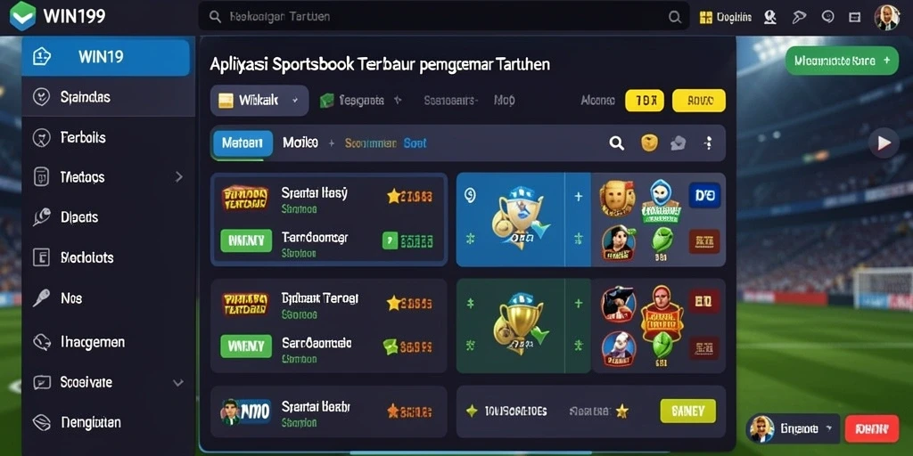 Screenshot utama WIN199 menampilkan antarmuka taruhan olahraga yang menarik.