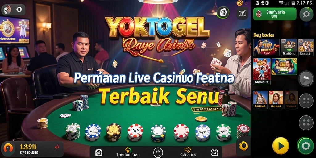 Screenshot utama gameplay YOKTOGEL yang menunjukkan dealer dan permainan langsung.