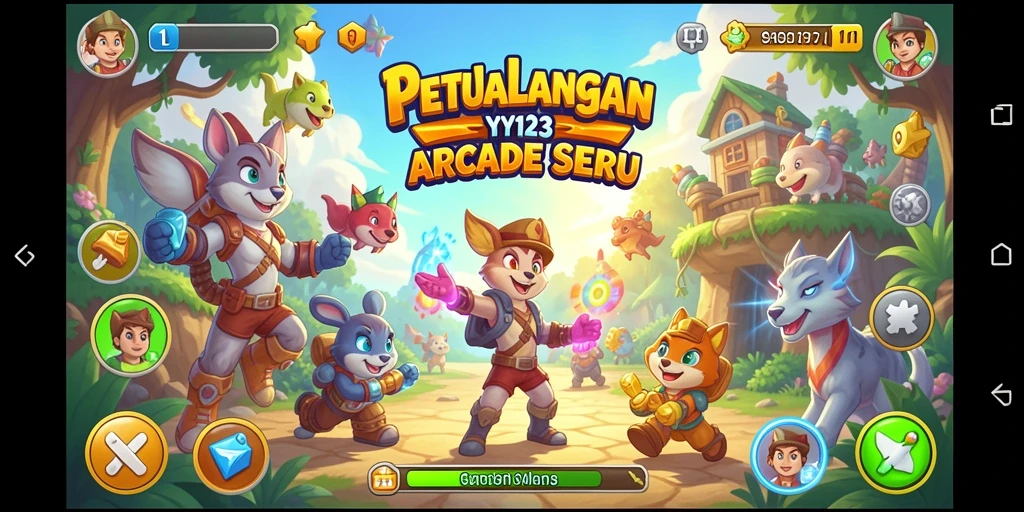 Tampilan gameplay seru dari YY123 dengan grafis warna-warni.