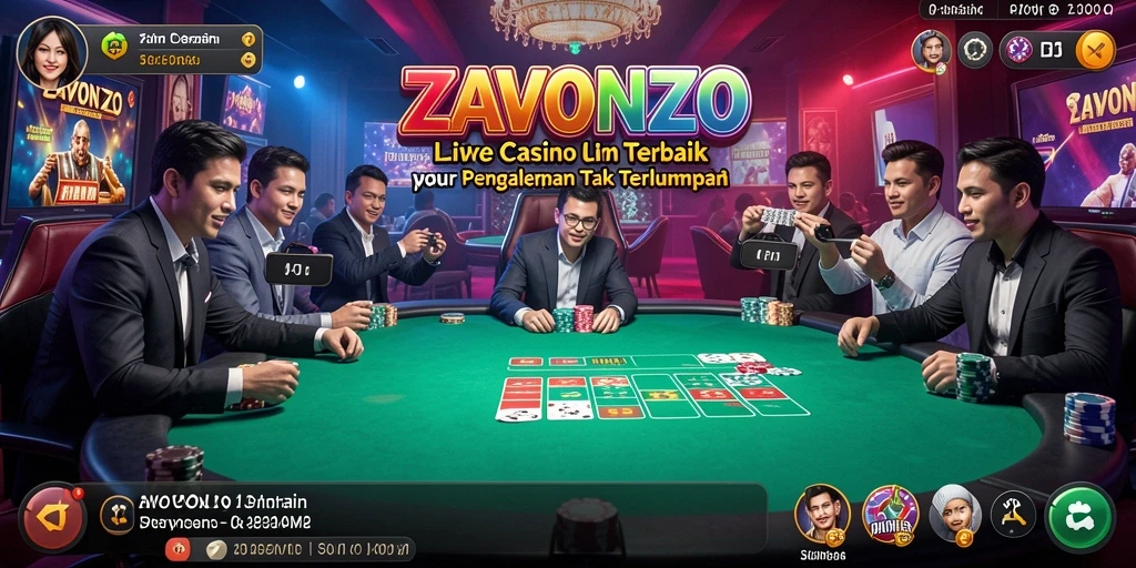 Screenshot ZAVONZO menampilkan dealer live yang profesional dalam permainan kasino.